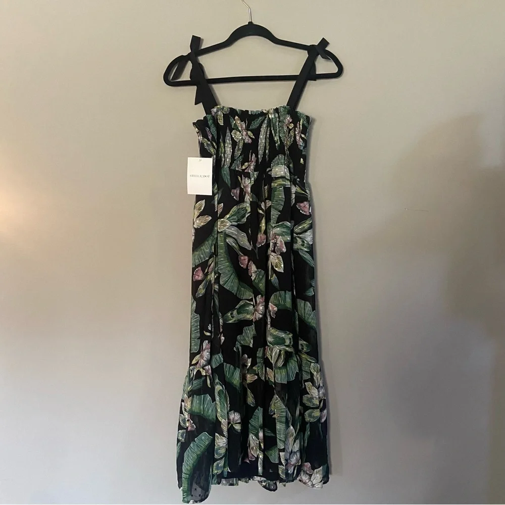 New! Stella and dot Lizzie smocked botanical floral midi dress nwt 13863_14